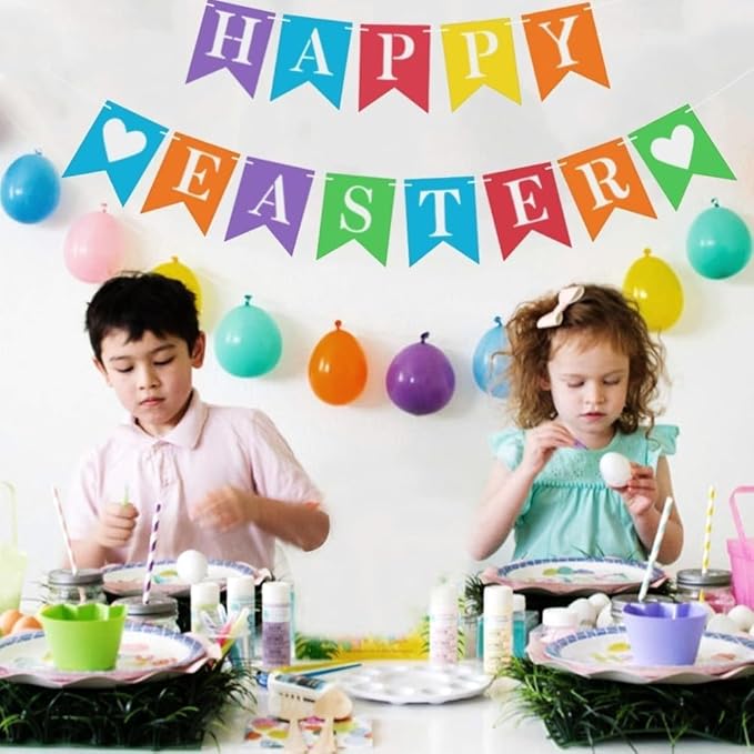 DIY Rainbow Banner Kit – 24pcs Colorful Paper Pennants with A-Z Letters & Heart Stencil – Customizable Phrase Banner for Birthday, Wedding, Baby Shower & Party Decor (5.1x7.1 inch)
