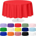Mulbozy 12 Pack Red Round Tablecloth, 84 Inches Plastic Table Cover, Premium Disposable Round Party Tablecloth for Restaurant Dinners, Wedding, Grad Party, BBQ, Outdoor Camping