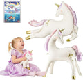 Giant Unicorn Balloon Pack (2pcs) – 45" Running and 38" Standing Unicorn Foil Balloon – Birthday Party Supplies, Backdrop Decorations