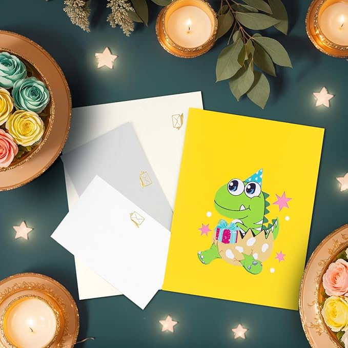 Musical Dinosaur Birthday Card, Light & Music Birthday Cards, Music Pop Up Birthday Card, Happy Anniversary Card, for All Occasion with Envelope.