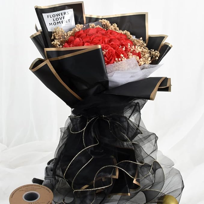 TONIFUL 1-1/2 Inch Wide Black and Gold Wired Chiffon Sheer Organza Ribbons for Crafts Floral Bouquet Wedding New Year Eve Party Decorations Valentine's Day Gift Wrapping Bow Making Tree Wreaths (10yd)