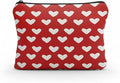 GRITOSE Valentine's Day Small Bag Red with Hearts designs Cosmetic Pouch with Zipper for Women Girls Romantic Valentines Gift Full Cover Work Toiletry Bags for Student Travel Accessories