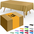 Smiry Disposable Table Cloth - 15 Pack, 54 x 108 Inch Waterproof Rectangle Tablecloths for Parties, Decorative Plastic Table Cover, Leakproof & Sturdy, Gold