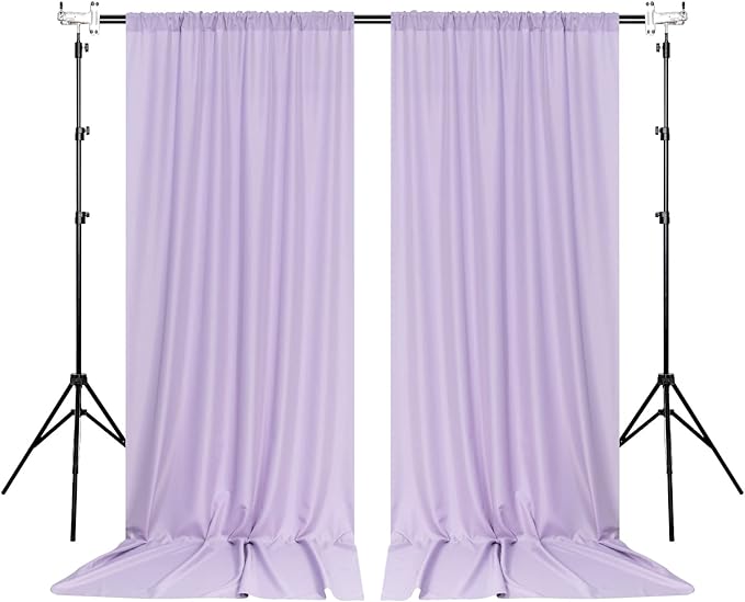 MYSKY HOME 10ft x 7ft Party & Wedding Curtains - Light Purple Background Drapes with Rod Pocket for Baby Showers & Stage, 5ft x 7ft, 2 Panels