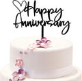 BEISHIDA Happy Aniversary Cake Topper Black Cake Decoration Company Anniversary Party Decoration for Wedding Anniversary Party for Men Women Cake Decorations Supplies