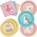 48Pcs Pet Dog Birthday Party Plates and Napkins for Kids Baby Shower Tableware Pet Dog Supplies Retro Puppy Birthday Party Decorations