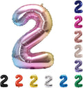 YPSelected 32 Inch Large Foil Helium Number Balloon Birthday Wedding Party 0-9 (Rainbow, 2)