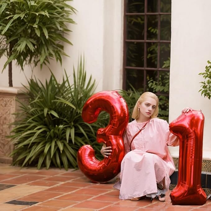 40 Inch Red Number 3 Balloon Large Red Foil Balloon Red 3 Balloons Mylar Helium Balloon for 3rd Birthday Party Decorations Girls Boys Baby Shower Wedding Anniversary Decoration
