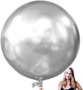 KALOR 36 Inch Giant Metallic Silver Balloons, 6 Pack Large Round Silver Latex Balloons for Anniversary, Birthday, Christmas, Wedding, Baby Shower Party Decorations