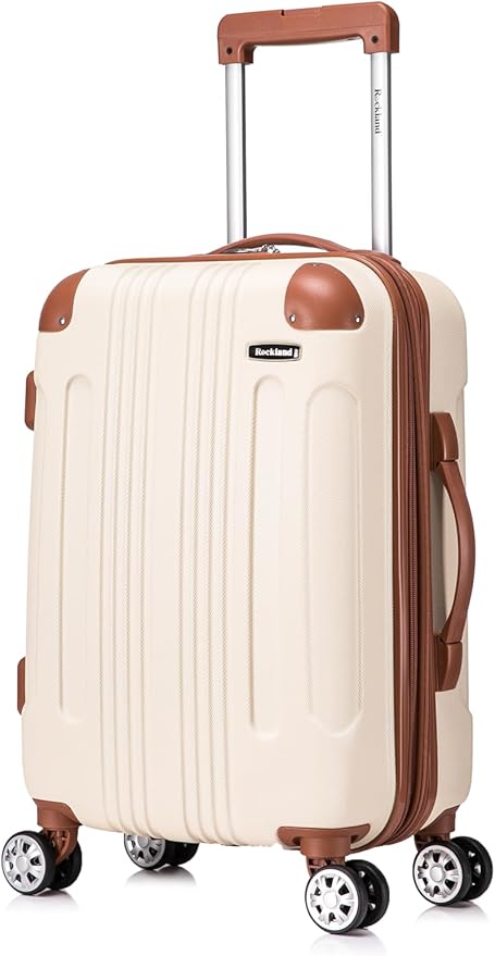 Rockland London Hardside 2 Piece Spinner Wheel Luggage Set, Carry-On 20" and Tote 14", White