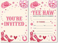 Soiceu Pink Disco Cowgirl Birthday Party Invitations with Envelopes Set of 20 Retro Cowgirl Birthday Party Invites