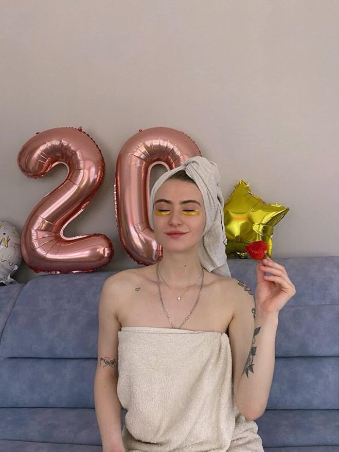 Rose gold 40 Inch 0 Number Balloons, 0 Decorations for 10 20 30 40 50 60 70 80 90 100 Birthday, Rose gold Foil Giant Birthday Graduations Anniversary Party Balloon