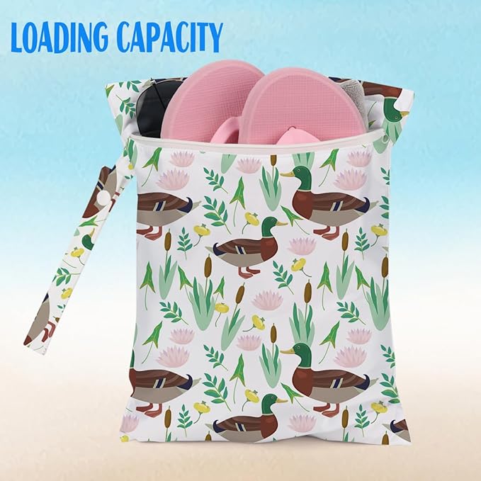 Beach Essentials, Wet Bag for Swimsuit Dirty Clothes Yoga Gym Diaper, Wet Dry Bag, Beach Vacation Essential for Travel Poor Bathing Summer Duck Gifts for Duck Lovers