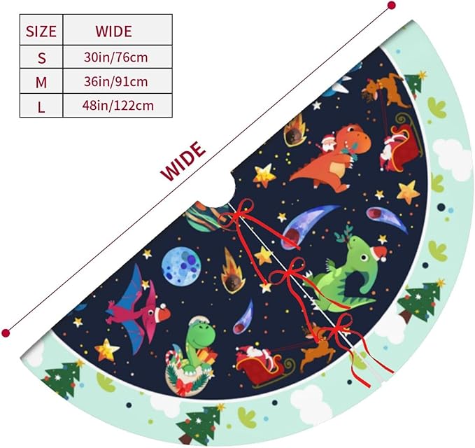 Cute Dinosaur Christmas Tree Skirt Xmas Tree Mat Halloween Christmas Tree Ornaments Decorations Holiday Party Indoor Outdoor 30"