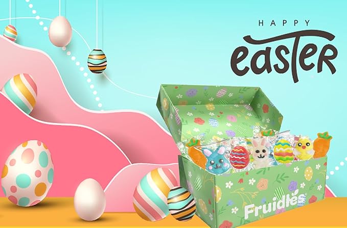 Fruidles Easter Variety Pack 12 Lollipops Suckers, Yellow Bunny Rabbit, Orange Carrot Designs Fat-Free, Individually Wrapped Easter Pops (12-Pack)