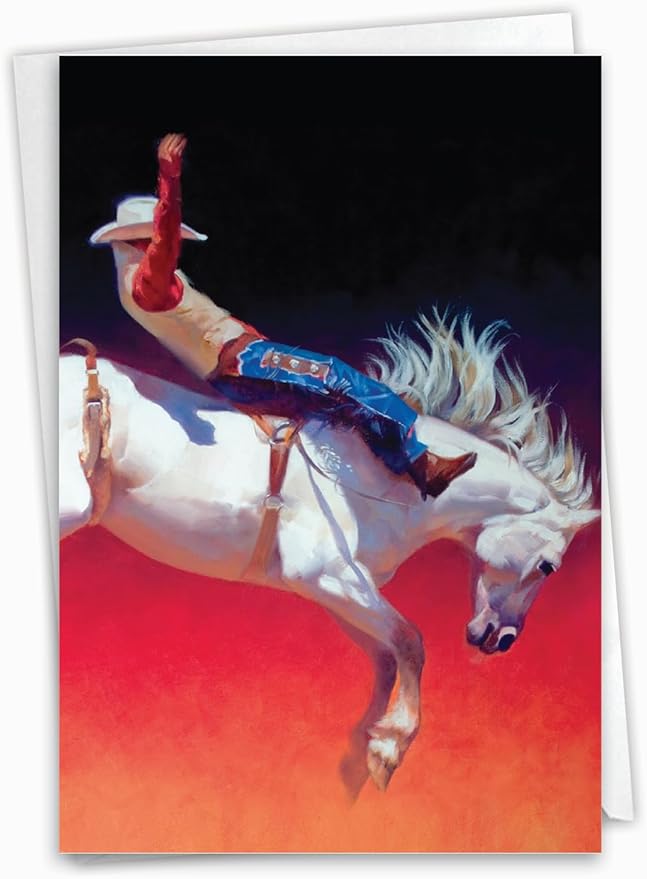 NobleWorks - Birthday Greeting Card with 5 x 7 Inch Envelope (1 Card) Bday Cowboys and Horses C2823BBDG