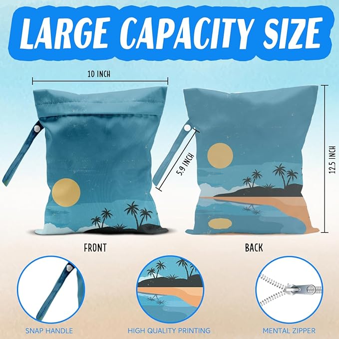 Beach Essentials, Wet Bag for Swimsuit Dirty Clothes Yoga Gym Diaper, Wet Dry Bag, Beach Vacation Essential for Travel Poor Bathing Summer Coastal Gifts