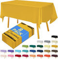 8-Count Yellow Disposable Plastic Tablecloths Rectangle 54x108 Inch - Extra Long Waterproof Banquet Table Covers for Parties & Catering