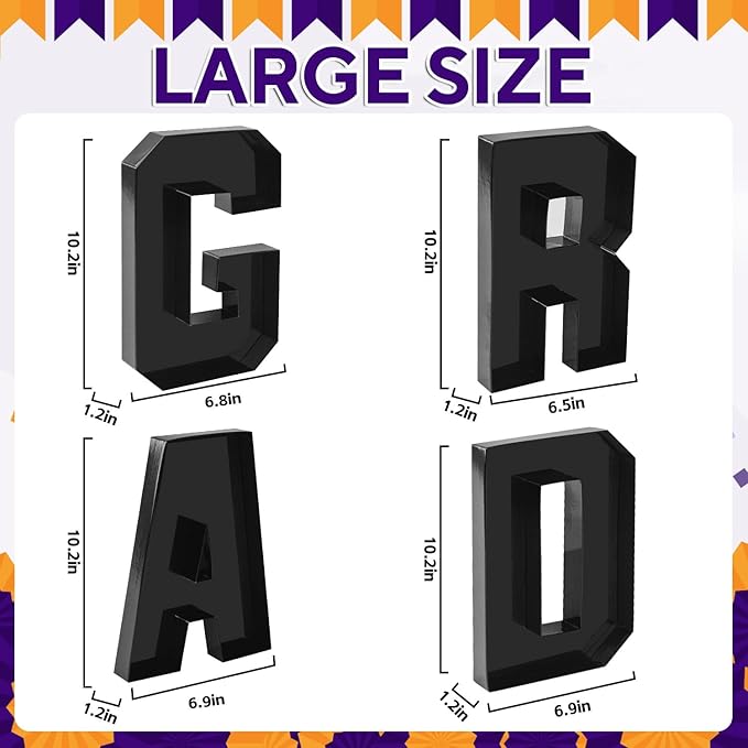 GRAD Set Cardboard Letter for Charcuterie 10.2'' Black Grad Fillable Tray Charcuterie Paper Box for Graduation Party Decorations Chocolate Candy Cupcake Container