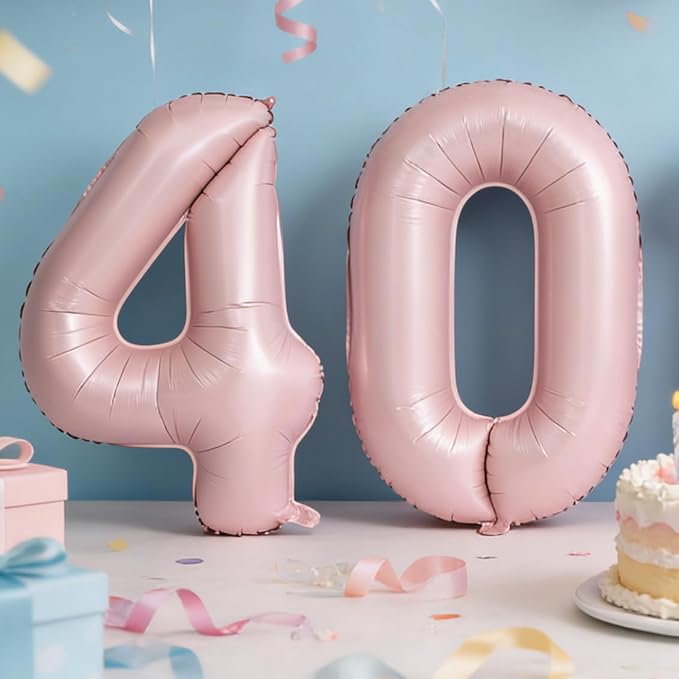 40 In Matte Pink Number Balloons Helium Foil Mylar Balloon Birthday Party banquet Decoration Digital 7
