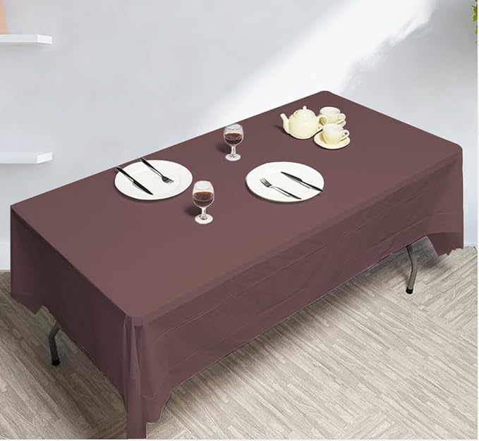 3 Pack Dark Brown Disposable Tablecloth, 54" x 108" Plastic Table Covers, Decorative Rectangle Tablecloth for Parties, Events, Wedding, Inddors & Outdoors
