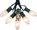 Brightown 100 Feet C9 Bulb String Lights Outdoor Clear Christmas Lights Green Wire for Outdoor Patio Room Party Backyard Decoration, E17 Base, 100 Bulbs