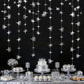 Glitter Silver Four-Angle Star Paper Garland Banner Décor 40 Feet Twinkle Silver Star Hanging Bunting Banner Backdrop for Wedding Baby Shower Birthday Graduation Disco Party Decorations