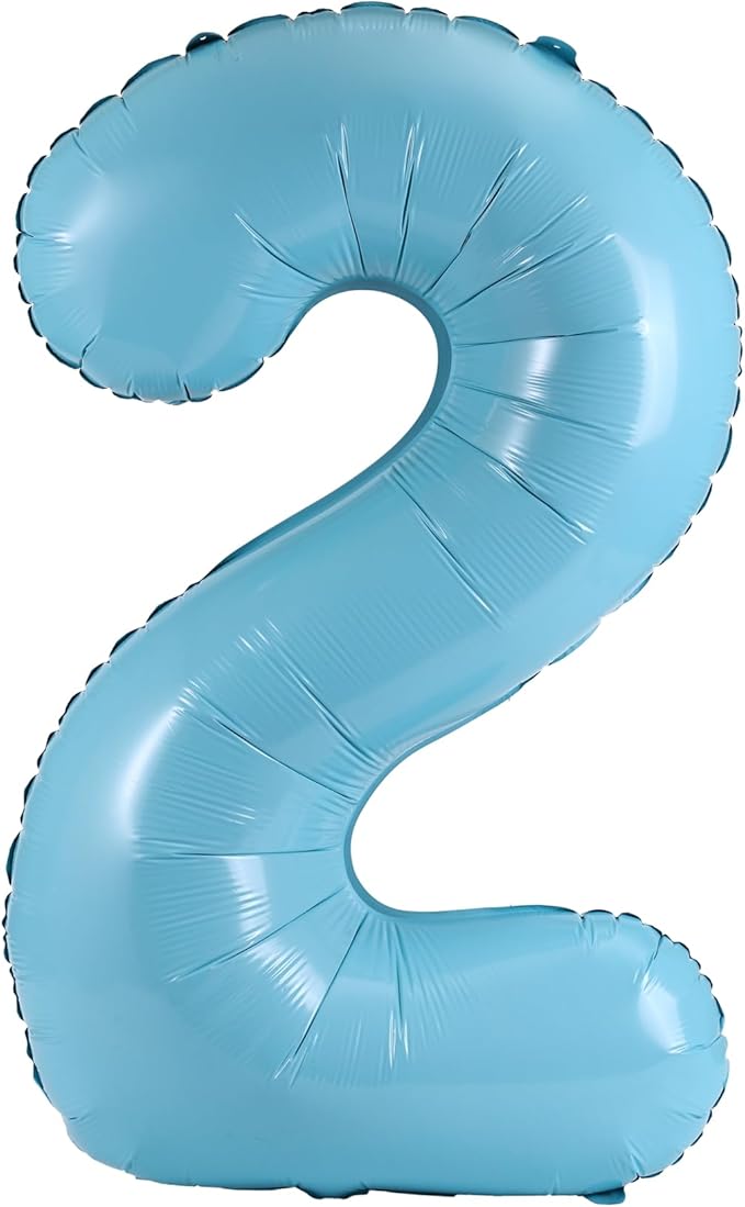 YPSelected 32 Inch Large Foil Helium Number Balloon Birthday Wedding Party 0-9 (Baby Blue, 2)