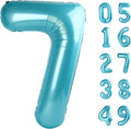 Pearl Blue 7 Number Balloon, 7 Birthday Balloon 40 Inch, Digital Balloons for 7 17 27 70 77 Party Celebration Decorations Supplies, Mylar Foil Numbers Balloon for Seven Wedding Anniversary