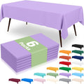 misaya 6 Packs Disposable Plastic Table Cloth, 54 x 108 Inch Waterproof Rectangle Tablecloth, Leakproof & Sturdy Decorative Table Covers for Easter, Picnic, Party and Outdoor, Lavender