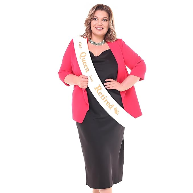 Retirement Party Decorations Gifts For Women Retirement Sash The Queen Has Retired Sash Party Favors Supplies White Glitter