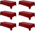 VidaFete Tablecloth 6 Pack 90 * 132inch Rectangle Table Cloth Polyester, Stain Wrinkle Resistant Polyester Dining Table Cover for Kitchen Dinning Party Wedding Rectangular Buffet Decoration(Red)