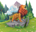 iGifts And Cards Roar-some 3D Pop-Up Lion Card – Majestic Safari Jungle Scene | Fierce Fun Wildlife Greeting for Birthdays Graduations Thank You Encouragement Animal Lovers 6x8 with Notecard