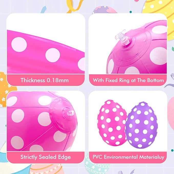 6 Pcs Easter Inflatables Eggs Outdoor Decorations Easter Inflatables Outdoor Decorations, Hanging Inflatables Holiday Party Decor Kit
