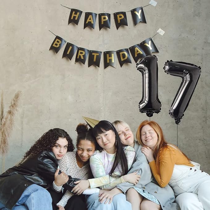 10 pcs 16inch Number Black Mylar Balloons, 0~9 Black Foil Balloons for Birthday Wedding Party Decorations Number Balloons