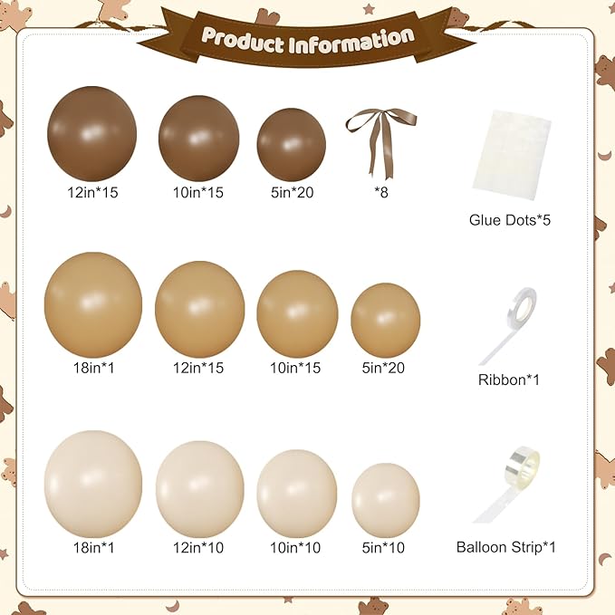Brown Balloons Garland Arch Kit, 140Pcs Neutral Nude Begie Balloons with Bows for Coquette Martini Birthday Party Decorations Bachelorette Bridal Shower Decorations