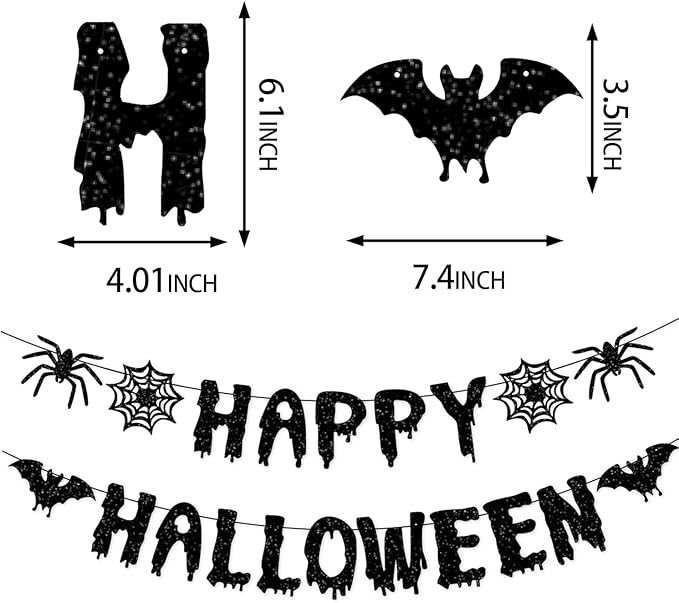 Purple Black Happy-Halloween Party Decorations - 13PCS Spider Web Bats Streamers Banner ,Paper Flowers Lanterns Tissue Pom Poms Fans, Classroom Birthday Bachelorette Hanging Supplies Decor Hugfond