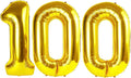 Gold Number 100 Balloon 40 inch, 100 Number Balloons, 100th Gold Birthday Decorations, 100 Year Old Women Men Golden Party Supplies