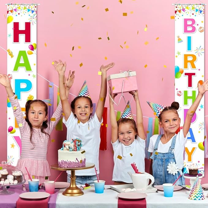 Birthday Decorations Banner, Happy Birthday Door Sign for Men Women Boys Girls Ideal Birthday Decorations Party Supplies Outdoor Indoor 72 x 12 Inch