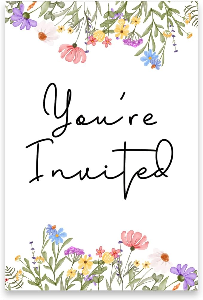 Soiceu Wildflower Birthday Party Invitations with Envelopes Set of 20 Spring Summer Wildflower Birthday Party Invites Fill in Blank