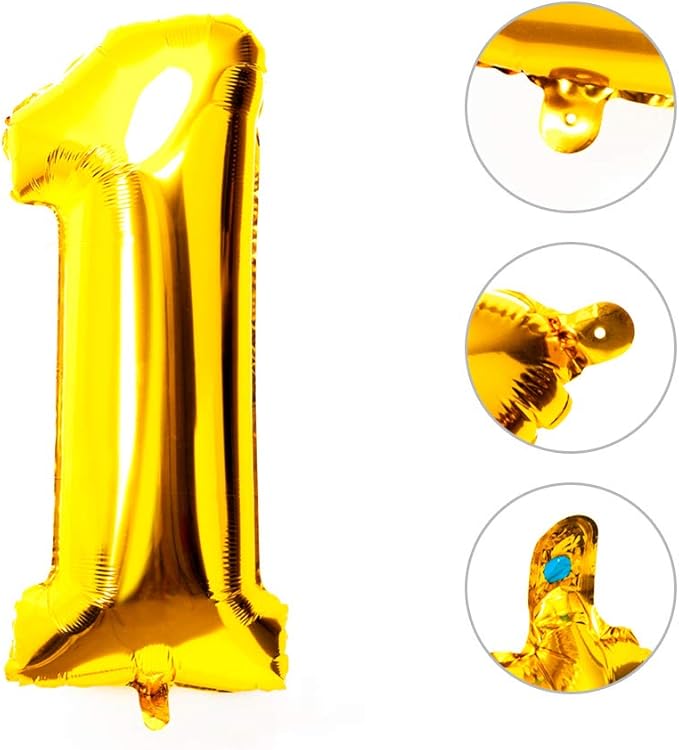 40 Inch Large Foil Helium Number Balloon Birthday Wedding Party 0-9 (Gold, 1)