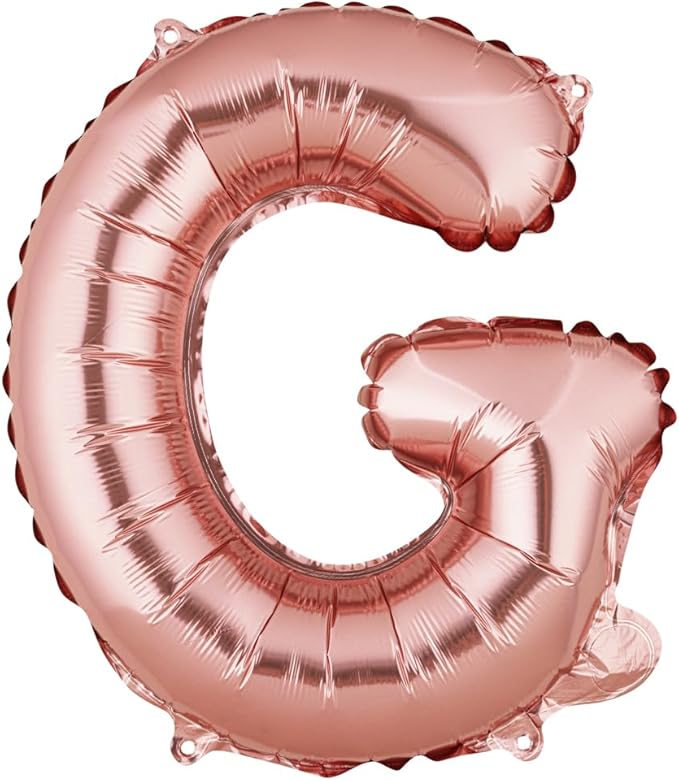 Restaurantware-Balloonify 16 Inch Letter Balloon, 1 Alphabet Party Balloon - Letter G, Self-Sealing, Rose Gold Foil Mylar Finish, Hanging Loop, Decoration For Birthday, Wedding, Or Graduation