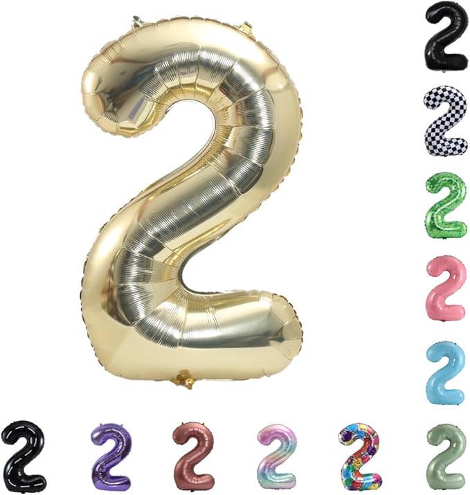 40 Inch Large Foil Helium Number Balloon Birthday Wedding Party 0-9 (Pale Gold, 2)