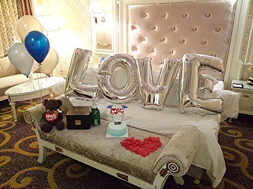 Glanzzeit 16 Inch Silver Foil Balloons Letters A to Z Numbers 0 to 9 for Prom Wedding Birthday Party Decor (Letter O)