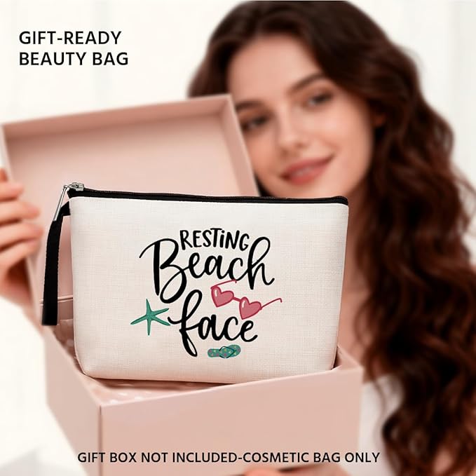 Hanamiya Na Beach Vacation Cosmetic Bag Girls Trip Gifts Favors, Beach Stuff Makeup Bag, Ocean Gifts Weekend Bag, Friendship for Women Girls, Summer Ocean Essentials Survival Kit for Graduation Trip