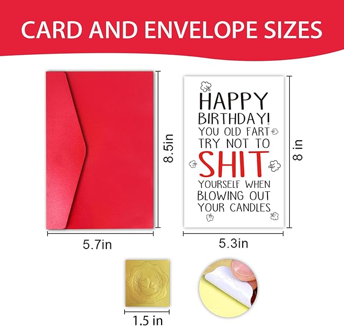 Funny Farting Birthday Card for Men Women, Rude Birthday Gift for 50th 60th 70th 80th Older, Happy Bday Decorations Card for Friend Grandpa Grandma Dad Mom