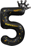 40 Inch Large Black Number Balloons Crown Big Black Digit Foil Mylar Balloons for Baby Shower Wedding Birthday Party Supplies (black 5)