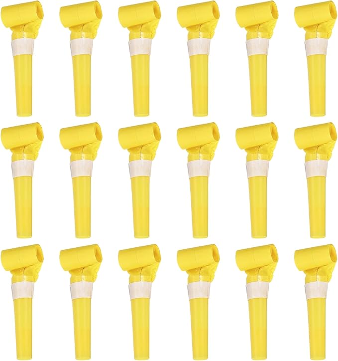 uxcell 20 Pcs Colorful Noise Makers Plastic Party Blowers Party Favors for Birthday Parties Holiday Christmas New Years Gift Favors, Yellow