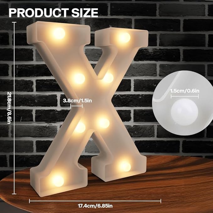 Marquee Letters Light up Sign, 26 Alphabet Battery Powered LED Lights, White Letter Light for Valentines Day Xmas Engagement Party Wedding Baby Shower Birthday, Xoxo