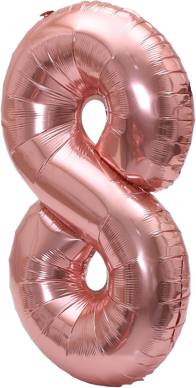 YPSelected 32 Inch Large Foil Helium Number Balloon Birthday Wedding Party 0-9 (Rose Gold, 8)